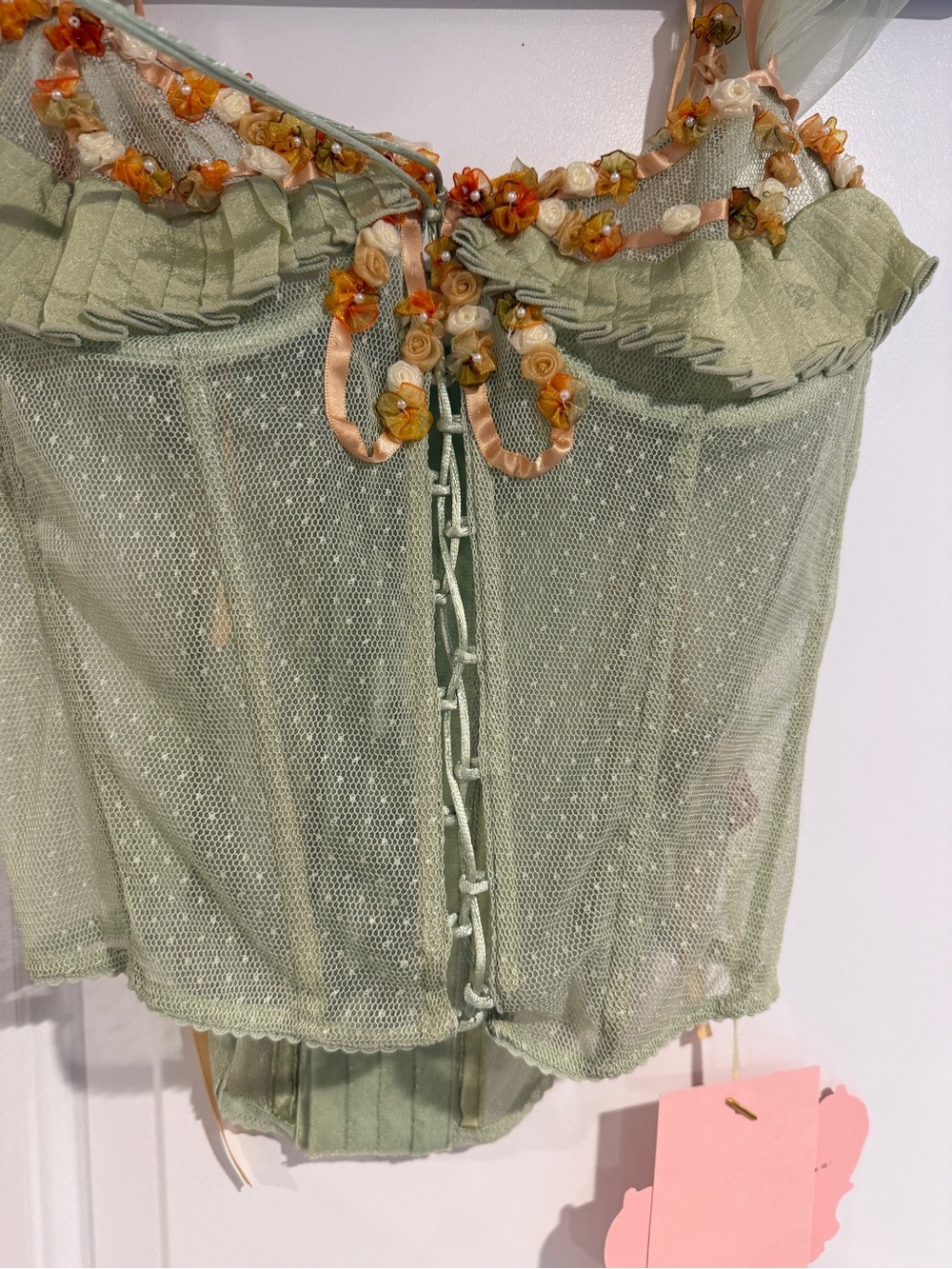 Lacemade Fairy Wildflower Green Floral Corset and Tulle Skirt Women's Size L New - Picture 5 of 14